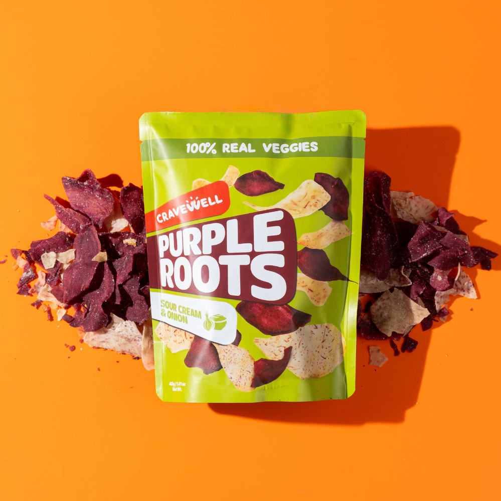 Cravewell Purple Roots Crisps Sour Cream & Onion 40g
