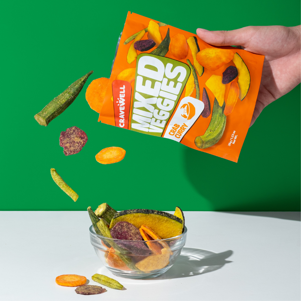 Cravewell Mixed Veggie Crisps Crab Curry 35g