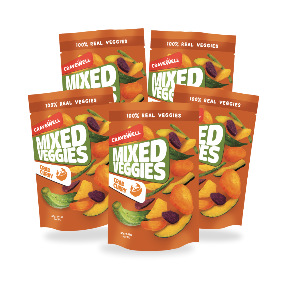 Cravewell Mixed Veggie Crisps Crab Curry in High Five Bundle Multi-pack Bundle of 5