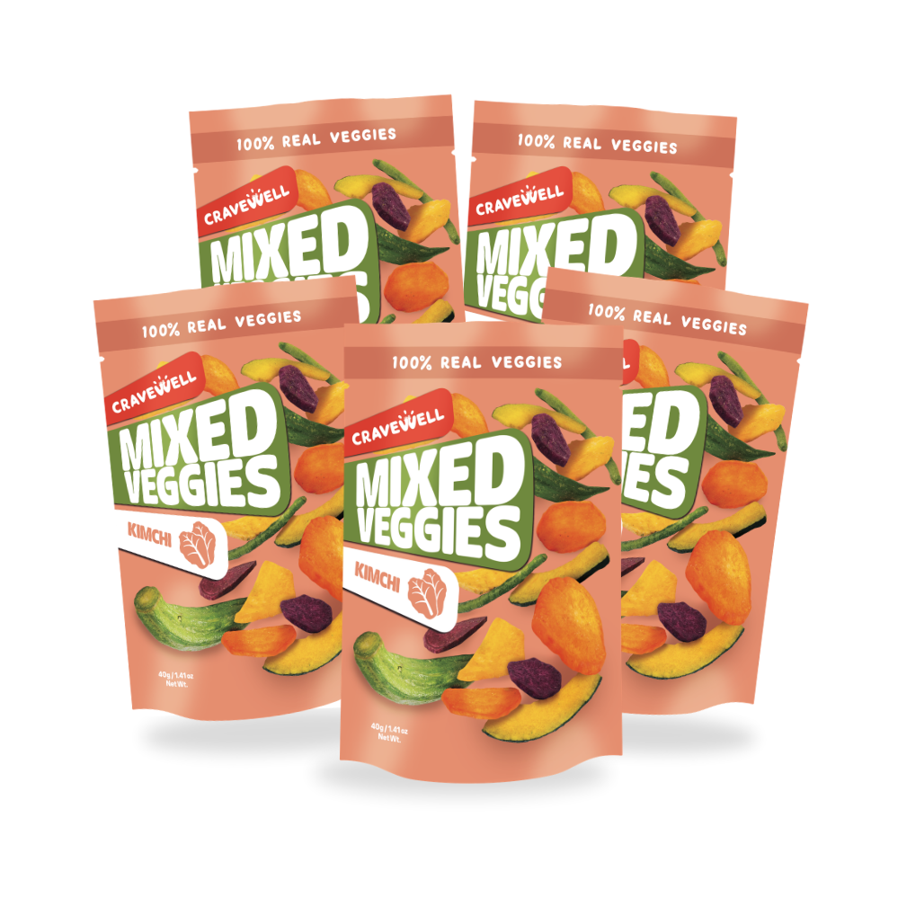 Cravewell Mixed Veggie Crisps Kimchi in High Five Bundle Multi-pack Bundle of 5