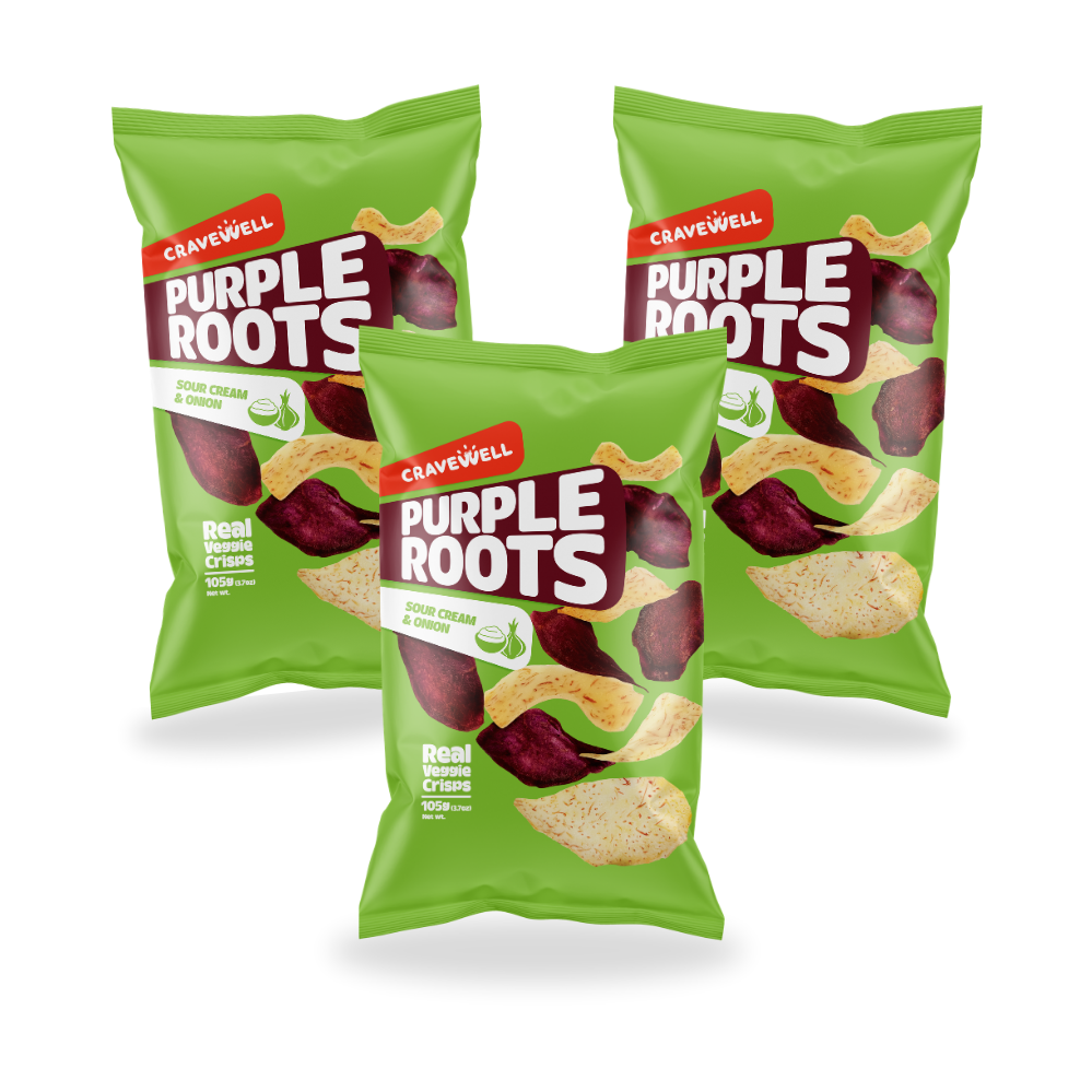 Cravewell Purple Roots Sour Cream & Onion in Triple Treat Bundle - Pack of 3