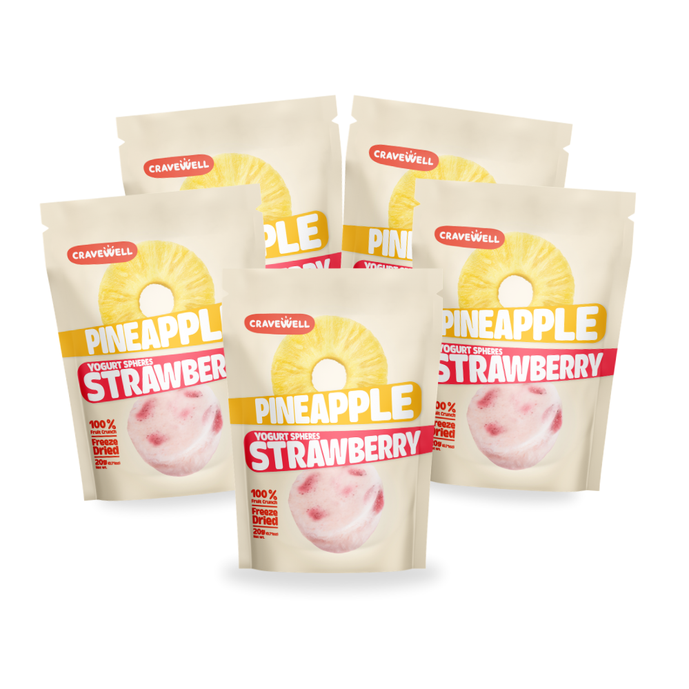 Cravewell Pineapple Strawberry Yogurt Sphere Fruit Crunch 20g x 5