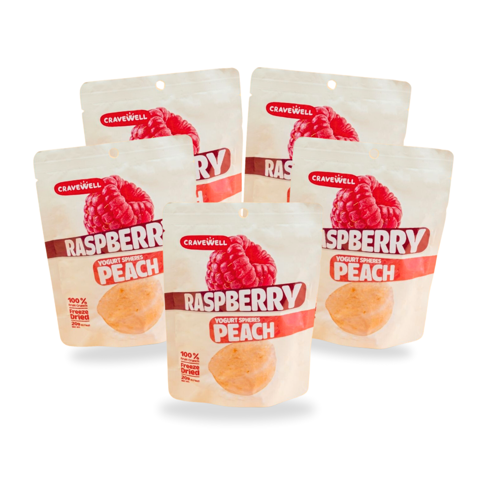 Cravewell Raspberry Peach Yogurt Sphere Fruit Crunch 20g x 5