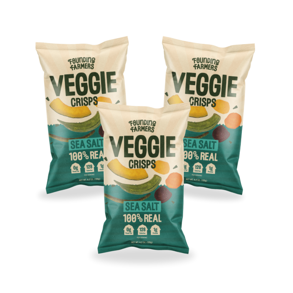 Founding Farmers Mixed Veggie Crisps in Sea Salt 120g - Pack of 3
