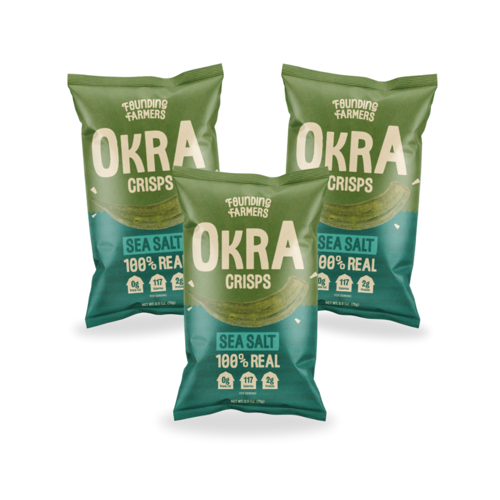Founding Farmers Okra Veggie Crisps in Sea Salt 70g - Pack of 3