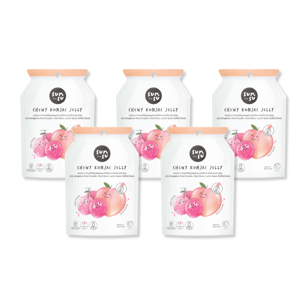 Sunsu Chewy Konjac Jelly Lychee & Peach - Pack of 5 | Fourtify Inc.
