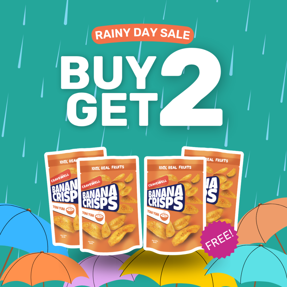 [PROMO] Cravewell Banana Crisps Tom Yum 45g - Buy 2 Get 2
